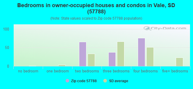 Bedrooms in owner-occupied houses and condos in Vale, SD (57788) 