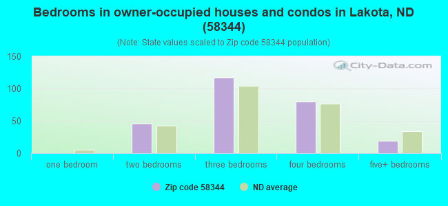 Bedrooms in owner-occupied houses and condos in Lakota, ND (58344) 