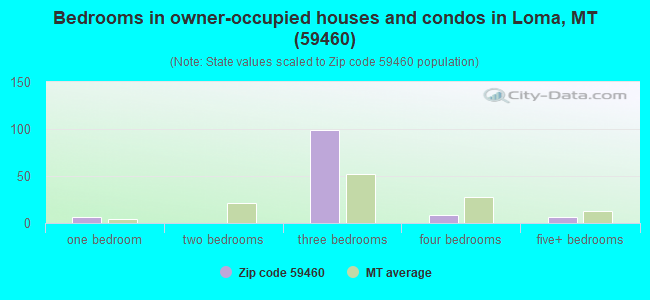 Bedrooms in owner-occupied houses and condos in Loma, MT (59460) 