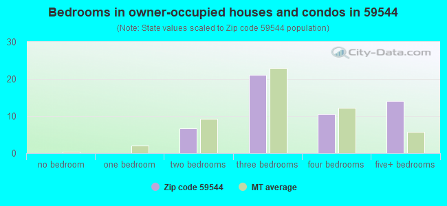Bedrooms in owner-occupied houses and condos in 59544 