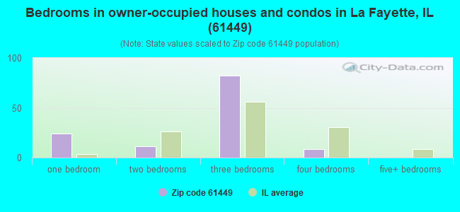 Bedrooms in owner-occupied houses and condos in La Fayette, IL (61449) 