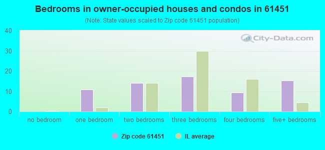 Bedrooms in owner-occupied houses and condos in 61451 
