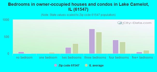Bedrooms in owner-occupied houses and condos in Lake Camelot, IL (61547) 