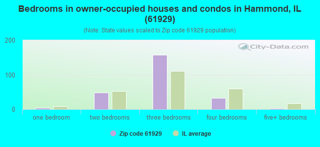 Bedrooms in owner-occupied houses and condos in Hammond, IL (61929) 