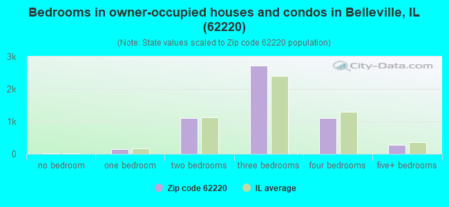 Bedrooms in owner-occupied houses and condos in Belleville, IL (62220) 