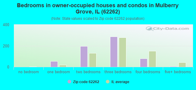 Bedrooms in owner-occupied houses and condos in Mulberry Grove, IL (62262) 