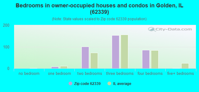 Bedrooms in owner-occupied houses and condos in Golden, IL (62339) 
