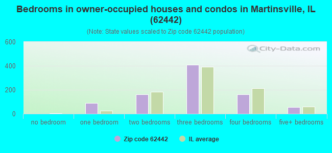 Bedrooms in owner-occupied houses and condos in Martinsville, IL (62442) 
