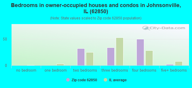 Bedrooms in owner-occupied houses and condos in Johnsonville, IL (62850) 