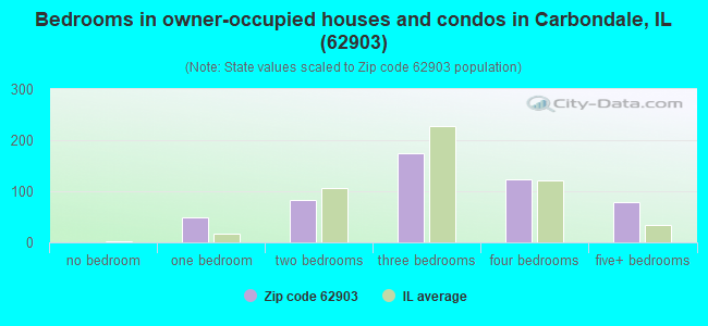 Bedrooms in owner-occupied houses and condos in Carbondale, IL (62903) 