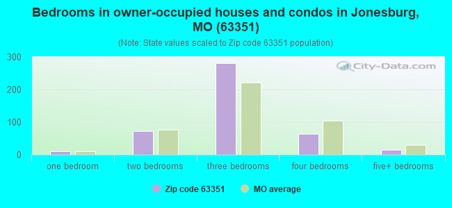 Bedrooms in owner-occupied houses and condos in Jonesburg, MO (63351) 