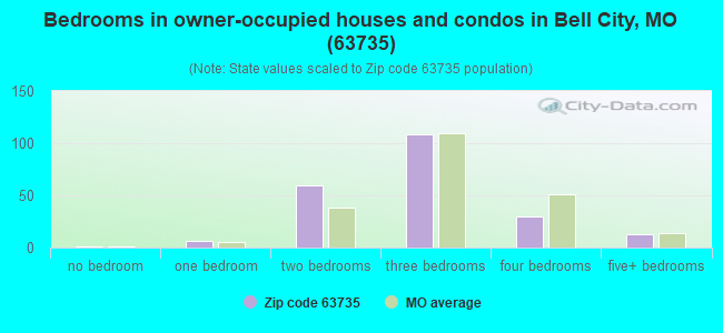 Bedrooms in owner-occupied houses and condos in Bell City, MO (63735) 