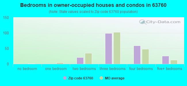 Bedrooms in owner-occupied houses and condos in 63760 