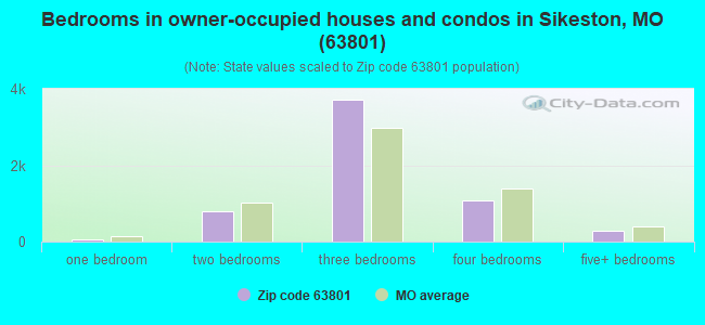 Bedrooms in owner-occupied houses and condos in Sikeston, MO (63801) 