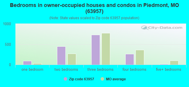 Bedrooms in owner-occupied houses and condos in Piedmont, MO (63957) 