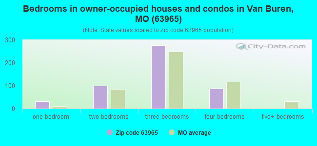 Bedrooms in owner-occupied houses and condos in Van Buren, MO (63965) 