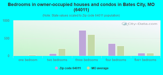 Bedrooms in owner-occupied houses and condos in Bates City, MO (64011) 