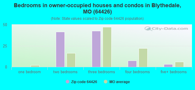 Bedrooms in owner-occupied houses and condos in Blythedale, MO (64426) 