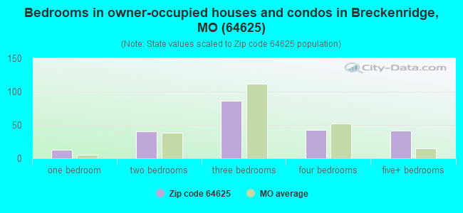 Bedrooms in owner-occupied houses and condos in Breckenridge, MO (64625) 