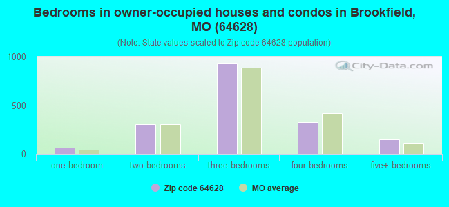 Bedrooms in owner-occupied houses and condos in Brookfield, MO (64628) 