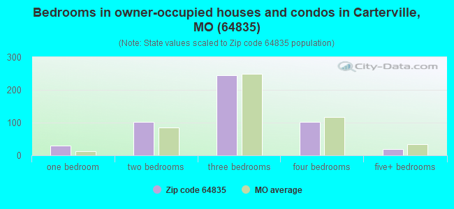 Bedrooms in owner-occupied houses and condos in Carterville, MO (64835) 