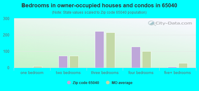 Bedrooms in owner-occupied houses and condos in 65040 