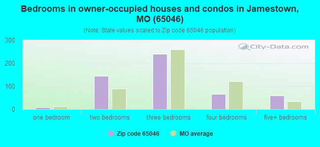Bedrooms in owner-occupied houses and condos in Jamestown, MO (65046) 