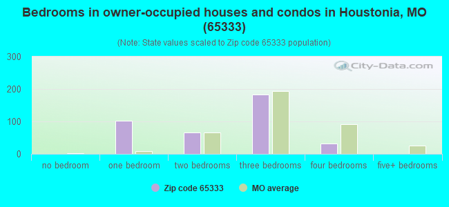 Bedrooms in owner-occupied houses and condos in Houstonia, MO (65333) 
