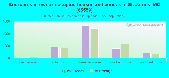 Bedrooms in owner-occupied houses and condos in St. James, MO (65559) 