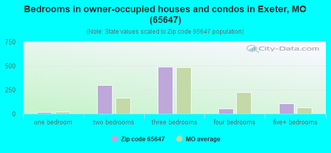 Bedrooms in owner-occupied houses and condos in Exeter, MO (65647) 