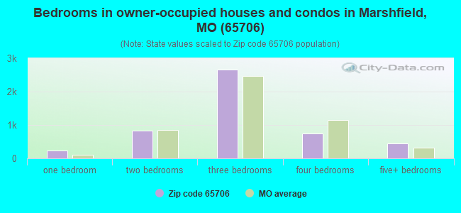 Bedrooms in owner-occupied houses and condos in Marshfield, MO (65706) 