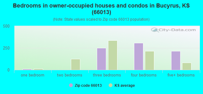 Bedrooms in owner-occupied houses and condos in Bucyrus, KS (66013) 