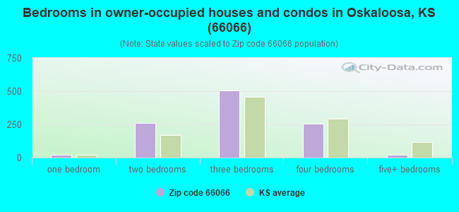 Bedrooms in owner-occupied houses and condos in Oskaloosa, KS (66066) 