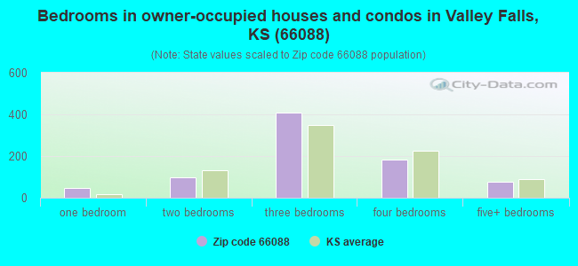 Bedrooms in owner-occupied houses and condos in Valley Falls, KS (66088) 