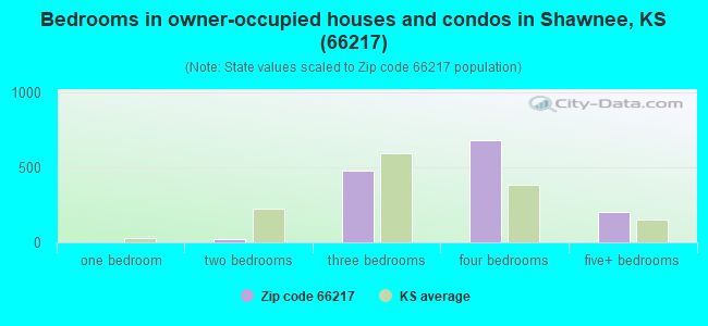 Bedrooms in owner-occupied houses and condos in Shawnee, KS (66217) 