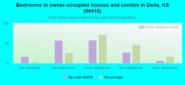Bedrooms in owner-occupied houses and condos in Delia, KS (66418) 