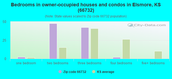 Bedrooms in owner-occupied houses and condos in Elsmore, KS (66732) 