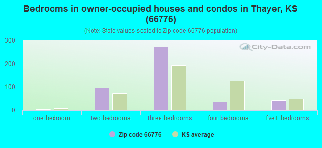 Bedrooms in owner-occupied houses and condos in Thayer, KS (66776) 