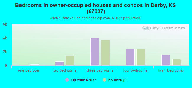 Bedrooms in owner-occupied houses and condos in Derby, KS (67037) 