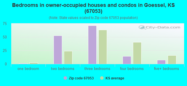 Bedrooms in owner-occupied houses and condos in Goessel, KS (67053) 