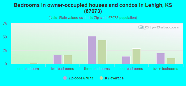 Bedrooms in owner-occupied houses and condos in Lehigh, KS (67073) 