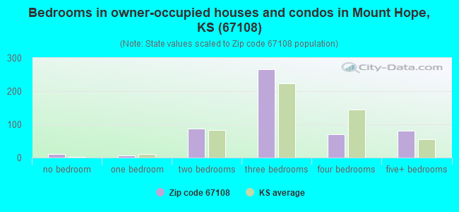 Bedrooms in owner-occupied houses and condos in Mount Hope, KS (67108) 