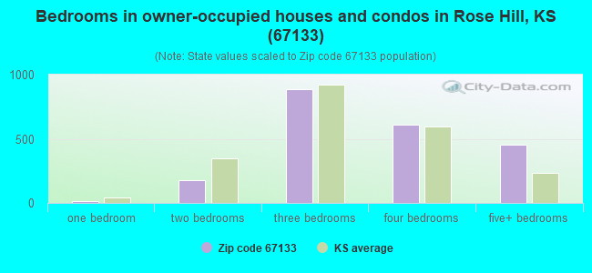 Bedrooms in owner-occupied houses and condos in Rose Hill, KS (67133) 
