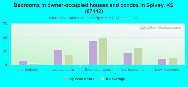 Bedrooms in owner-occupied houses and condos in Spivey, KS (67142) 