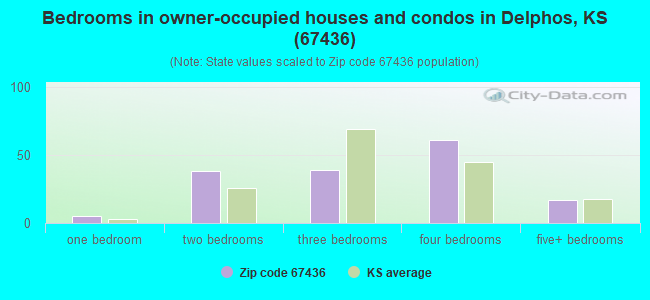 Bedrooms in owner-occupied houses and condos in Delphos, KS (67436) 