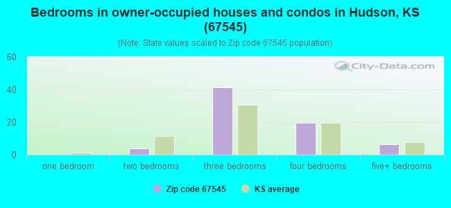 Bedrooms in owner-occupied houses and condos in Hudson, KS (67545) 