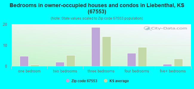 Bedrooms in owner-occupied houses and condos in Liebenthal, KS (67553) 