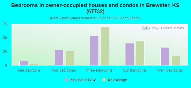 Bedrooms in owner-occupied houses and condos in Brewster, KS (67732) 