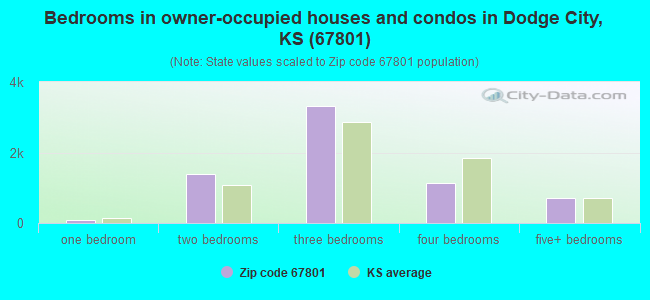 Bedrooms in owner-occupied houses and condos in Dodge City, KS (67801) 