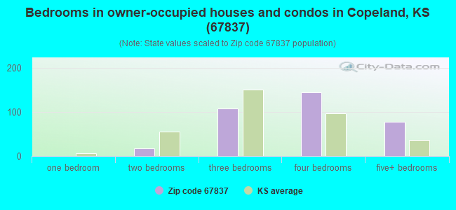 Bedrooms in owner-occupied houses and condos in Copeland, KS (67837) 